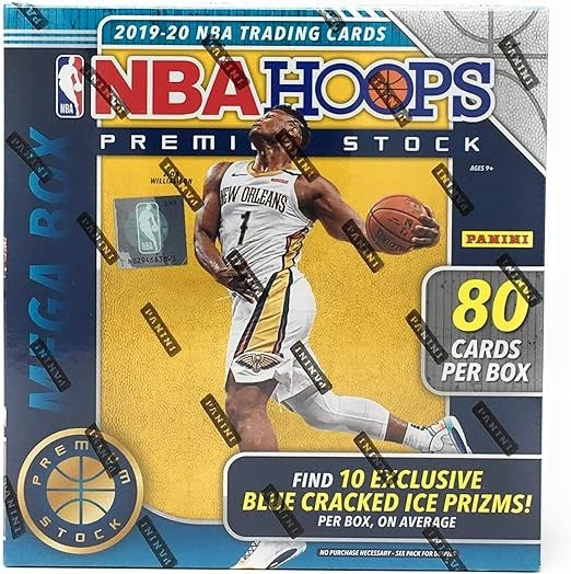 2019-20 NBAHOOPS Premium Stock NBA Mega Box  (Blue Cracked Ice)